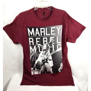 Bob Marley Rebel Music Zion T-Shirt Red Maroon Men's Size Medium EUC